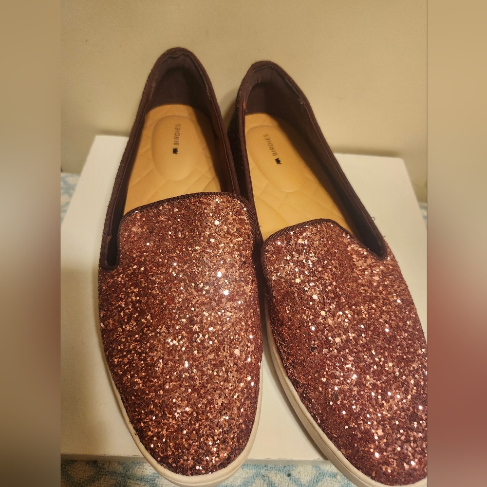 Birdies "The Swift" Rose Glitter Slip-On Comfort Sneakers Sz.10 - Picture 11 of 14